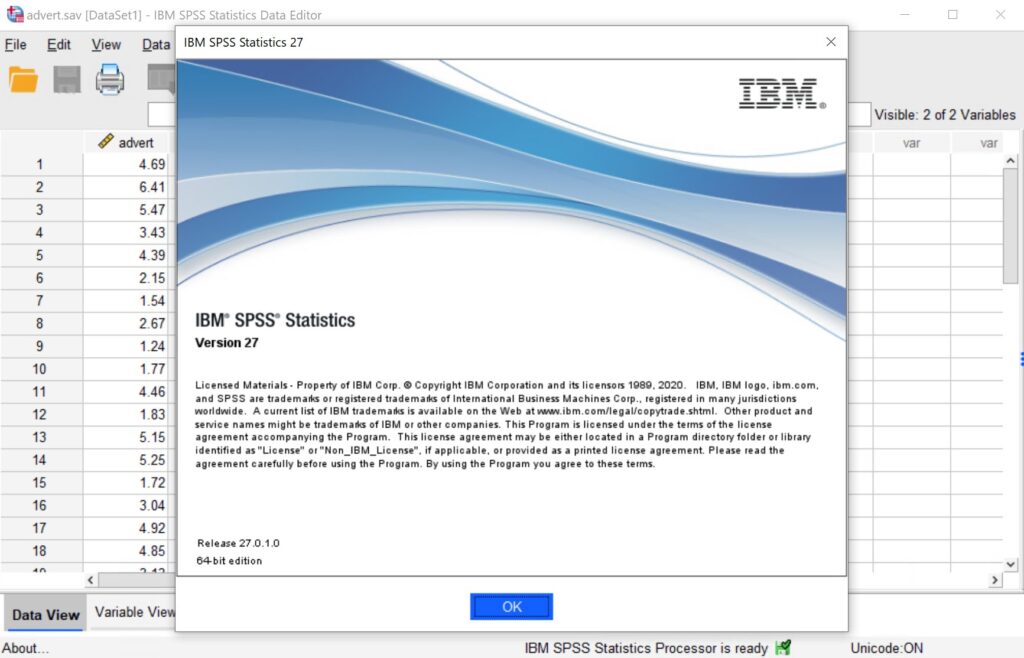 IBM SPSS Statistics 27.0.1